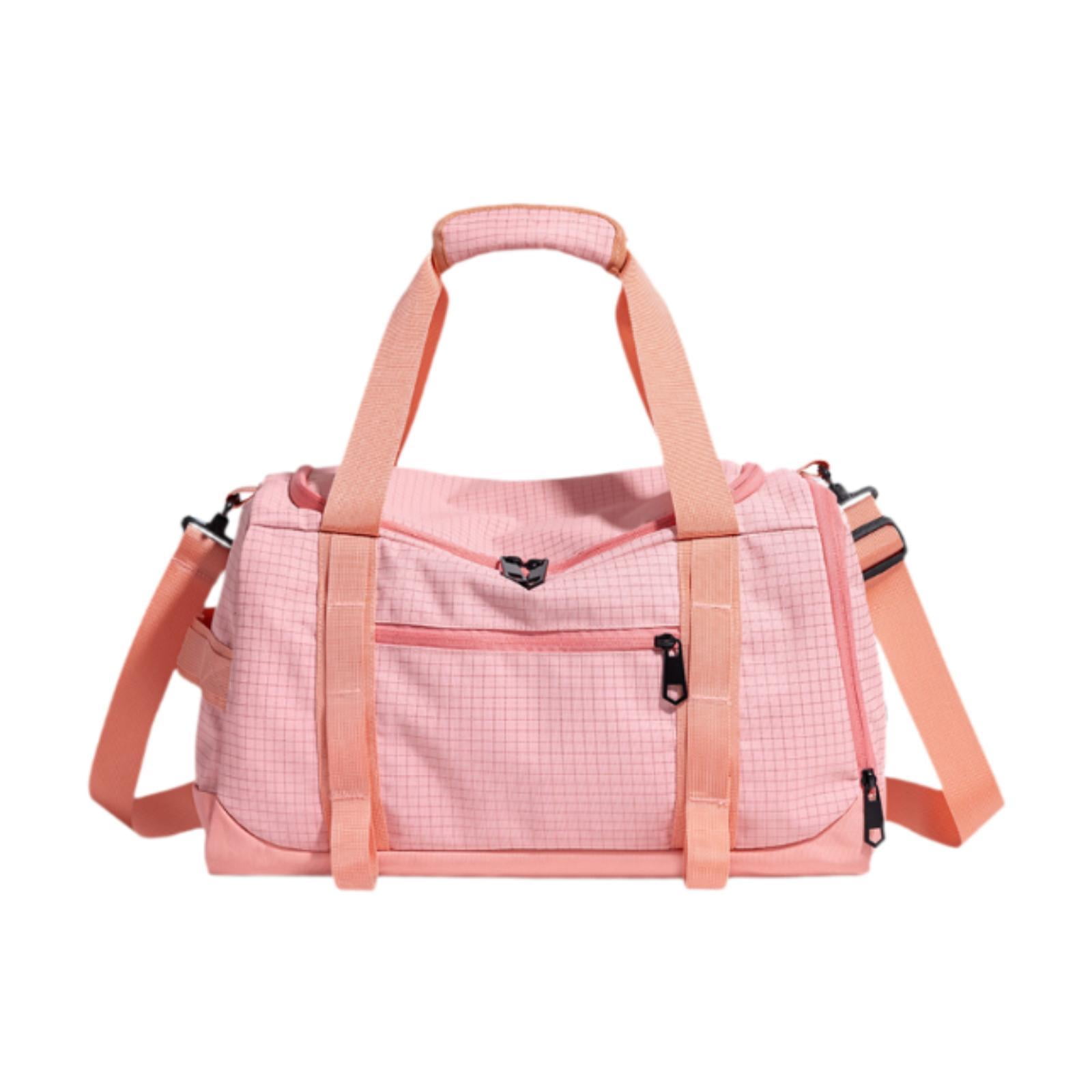 Dualoai Gym Bag Fitness with Shoe Compartment Easy to Carry Tote Water Resistance Sports Pink