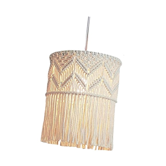 Dualoai Hand Weaved Macrame Lampshade Hanging Pendant Light Cover Fitting Boho for Hotel