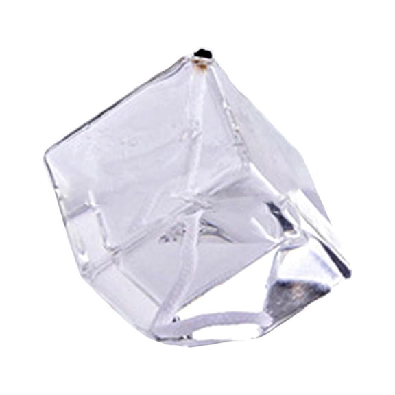 Dualoai Handblown Refillable Glass Liquid Candle Clear Holder with Cotton Wick Glass Oil Cubic