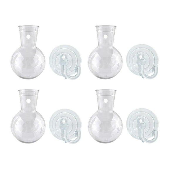 Dualoai Hanging Transparent Vase Container, Wall Hanging Planter with Suction Cup Hooks, 4Pcs