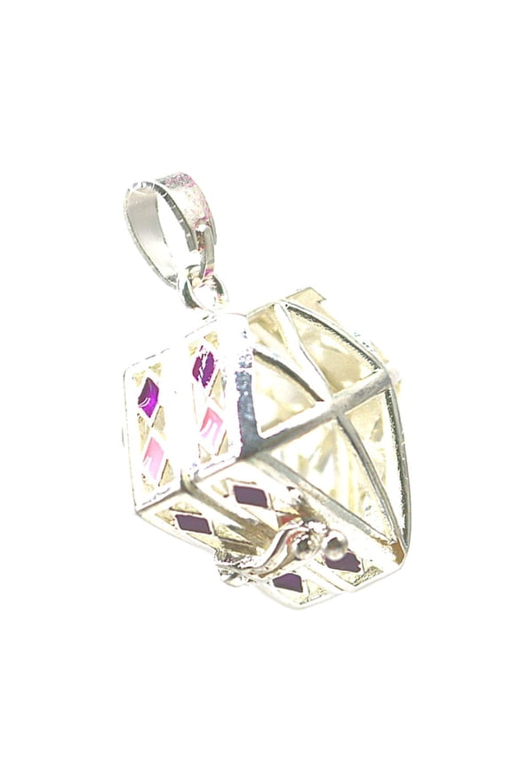 Hollow Copper Locket Pendant Diamond Shape Rhombus Charm for Women DIY Jewel 2