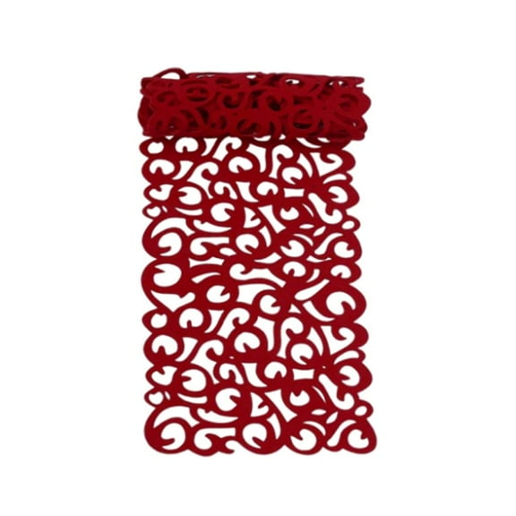 Dualoai Hollow Placemats Household Decorations, 40x11 inch Simple Washable, Felt Rectangle Table Runners Table Mats for Kitchen Dining Home Wedding Desk Red wine