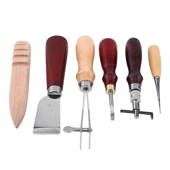 Dualoai Homyl 6 Pieces Leather Working Tools Kit for Hand Stitching, Stamping and Saddle