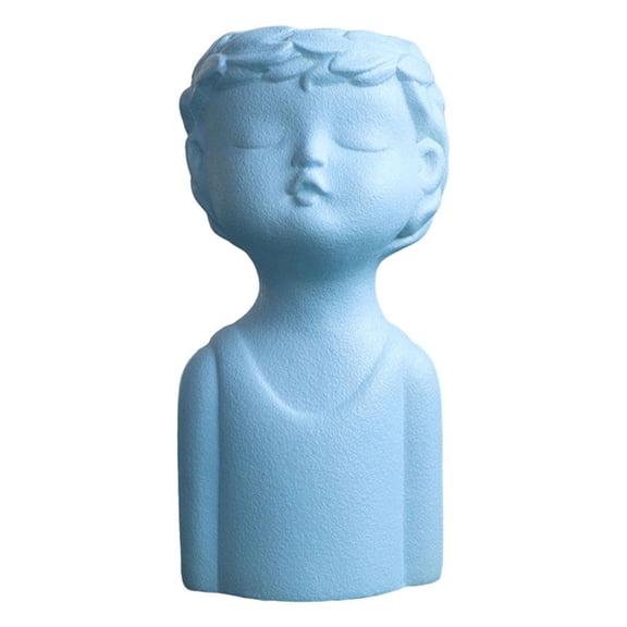 Dualoai Huaman Vase Ceramic Art Tabletop Flower Pot Home Decor Planter Blue Boy