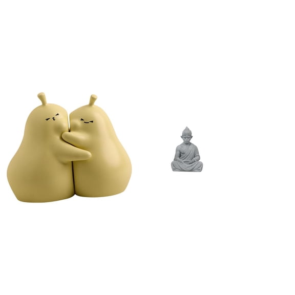 Dualoai Hugging Pear Book Stand Ceramic Bookend with Monkey Buddha Statue Fine Workmanship Bookshelf Ornament Collectible Miniature Figurine Sun Wukong Sculpture Wonderful Gift for Hotel Patio