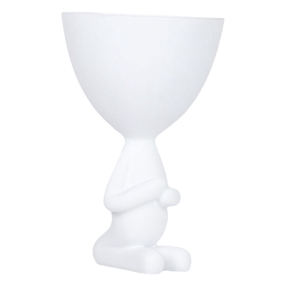 Dualoai Human Statue Humanoid Flowerpot Planters Flower Pot Ornaments Crafts Doll Resin Kneeling White