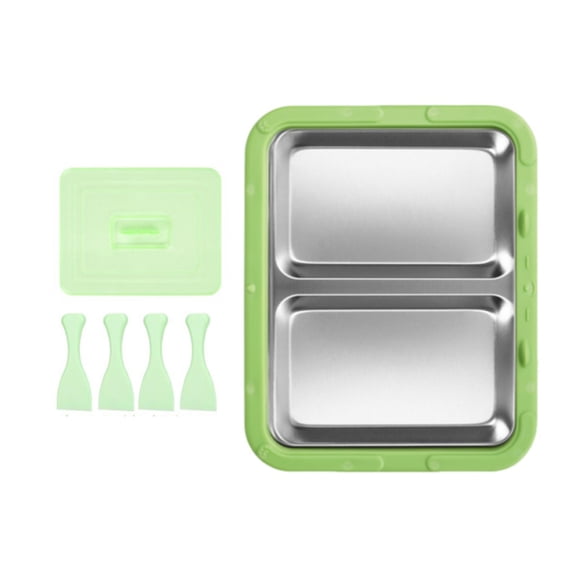 Dualoai Ice Cream Maker DIY Household Easy to Clean Multifunction Instant Cold Plate Green With Lid