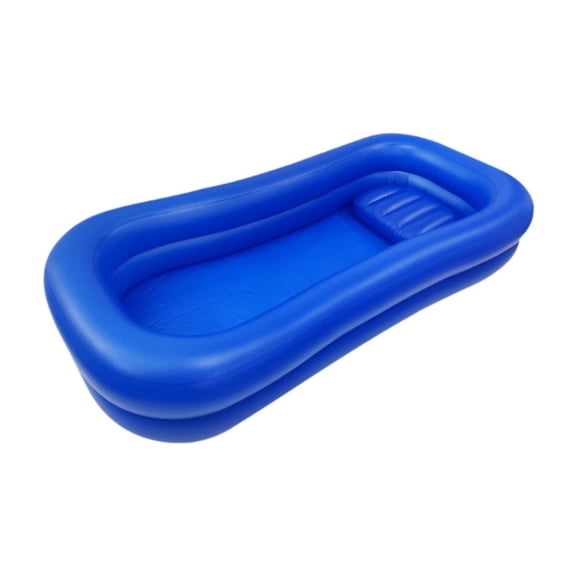 Dualoai Inflatable Bathtub Bedside Bath Tub Comfort Foldable Home Portable Full Body Washing in Bed Bed Bath Inflatable Shampoo Basin Royal Blue