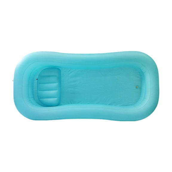 Dualoai Inflatable Bathtub Bedside Bath Tub Comfort Foldable Home Portable Full Body Washing in Bed Bed Bath Inflatable Shampoo Basin Sky Blue