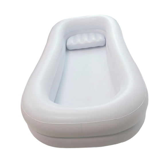 Dualoai Inflatable Bathtub Bedside Bath Tub Comfort Foldable Home Portable Full Body Washing in Bed Bed Bath Inflatable Shampoo Basin White