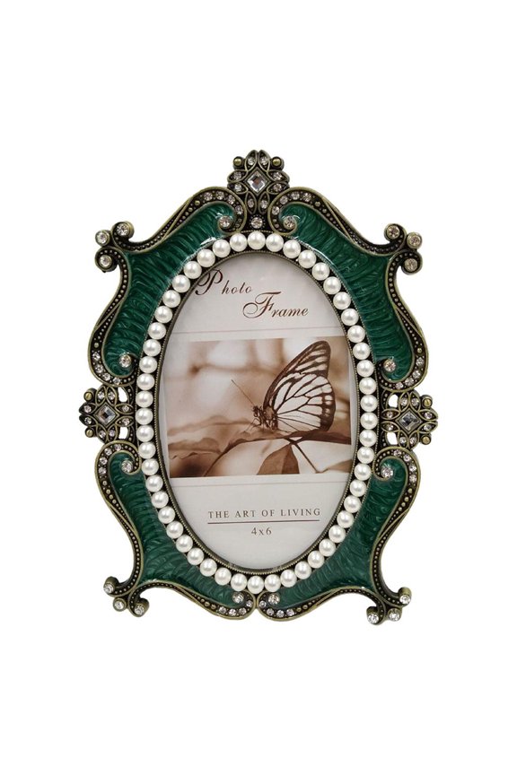 Jeweled Photo Frame Embossed Finishing Freestanding Picture Display Freestanding 6inch