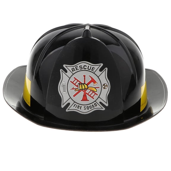 Dualoai Kids Fireman Chief Safety Helmet Hat Role toy Fancy Dress Accessories -Black