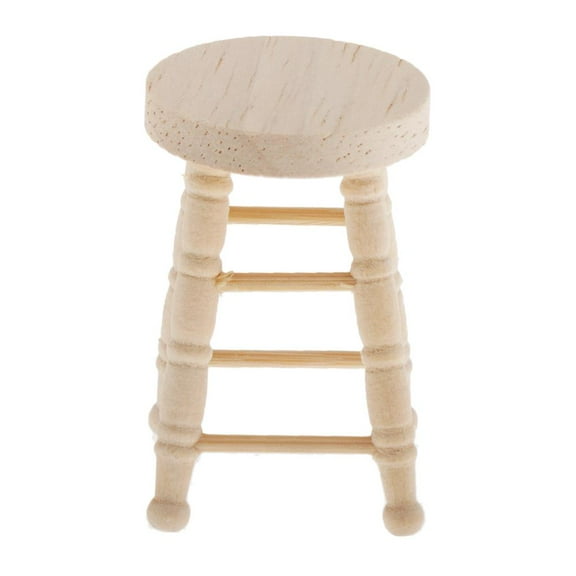 Dualoai Kitchen Round Stool Living Room Footstool Bar Stool for 1/12 Dollhouse Furniture