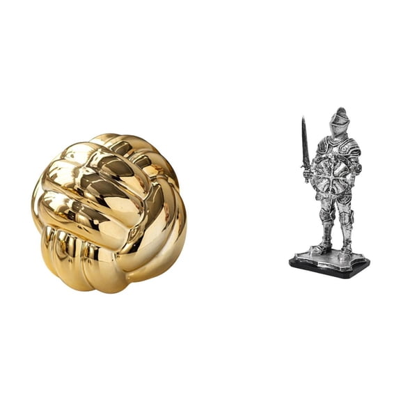 Dualoai Knot Knight Yarn Ball Sculpture Ceramic Figurine Vintage Creative Tabletop Ornament for Friends Entryway Living Room Dresser Bookshelf Office Desk Housewarming Gift
