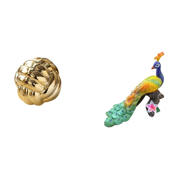 Dualoai Knot Yarn Ball Ceramic Figurine Peacock Sculpture Ornament for Friends Living Room Entrance Dresser Garden Home Decoration