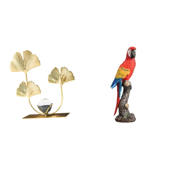 Dualoai Leaves Statue Parrot Sculpture Modern Decorative Home Decor for Bedroom Porch Garden Indoor Desktop Ornament Holiday Gift Collectibles Souvenir