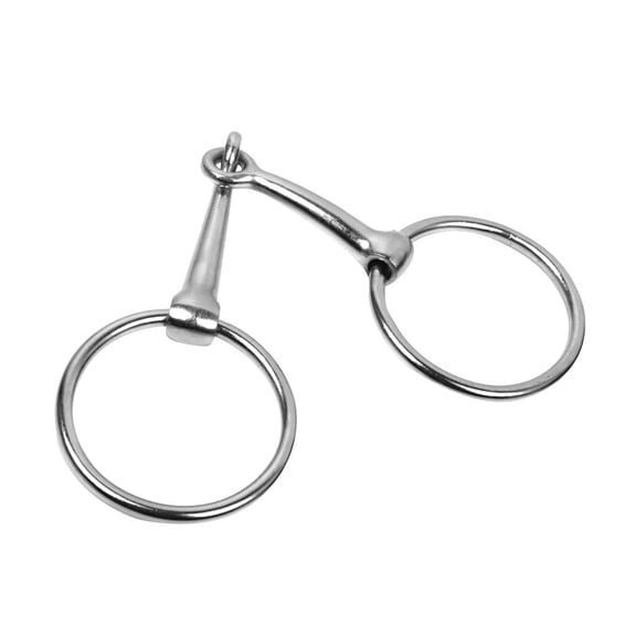 Dualoai MOUTH LOOSE 3 inch RING FRENCH LINK SNAFFLE HORSE PONY BIT SILVER IRON 5 INCH