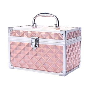 Dualoai Makeup Case Nail Art Storage Vanity Case Sturdy Multifunction Makeup Storage Box Pink B