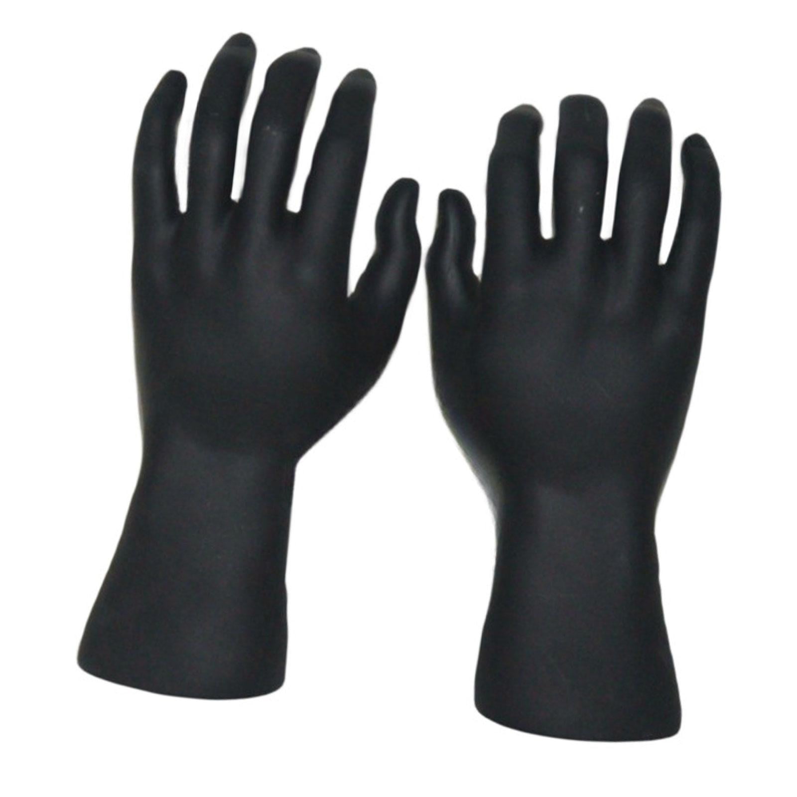 Dualoai Male Hand Models Decorative Easy to Clean Maintain PVC Human Hand Mannequins Black