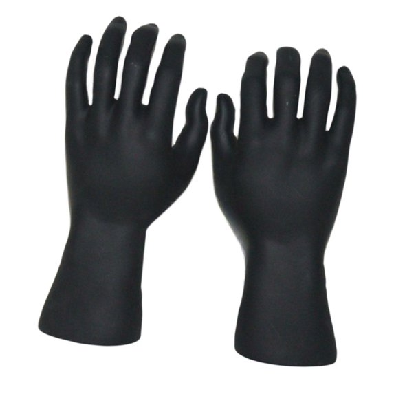 Dualoai Male Hand Models Decorative Easy to Clean Maintain PVC Human Hand Mannequins Black