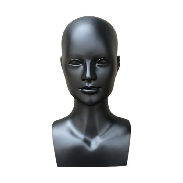 Dualoai Male Mannequin Head Cap Display Holder Beauty Accessories Displaying Adults Manikin Head Wig Display Stand for Necklace Scarf Matte Black
