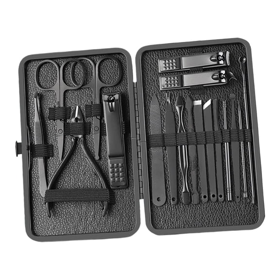 Dualoai Manicure Cutters, Nail Clipper Set, Pedicure Kit, Ear Spoons, Scissors Tool, for 18PCS
