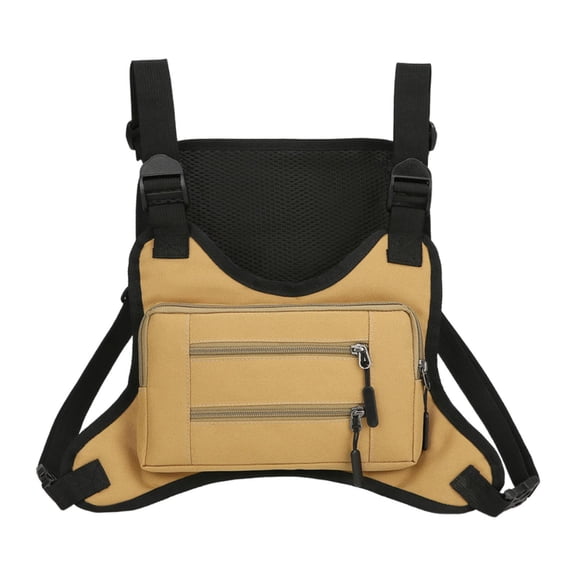 Dualoai Men Chest Rig Bag Fashion Lightweight Chest Pack for Running Walking Fishing Khaki