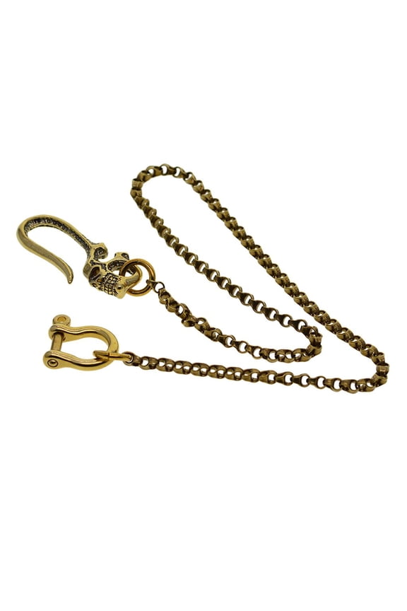 Mens 47cm Solid Brass Waist Chain with Hook Pants Trousers Jeans Wallet Keychain