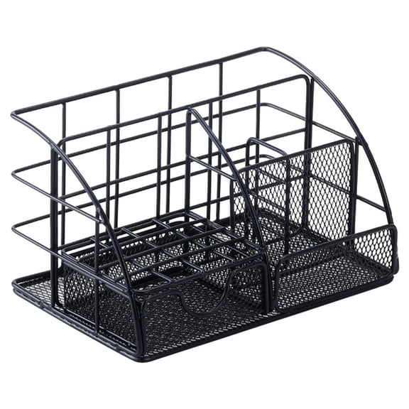 Dualoai Mesh Metal Desk Organizer with Drawer, Cosmetics Desktop Holder Pen Marker Paper Black