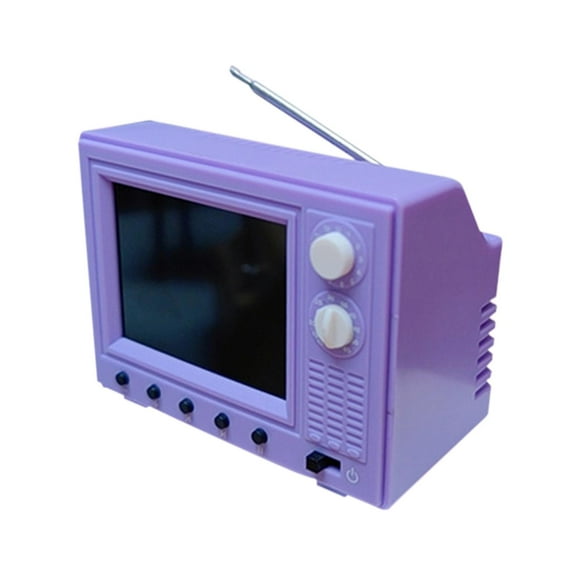 Dualoai Mini TV Prop 1/12 Toy Miniature Landscape Gift Mini Working TV for Dollhouse