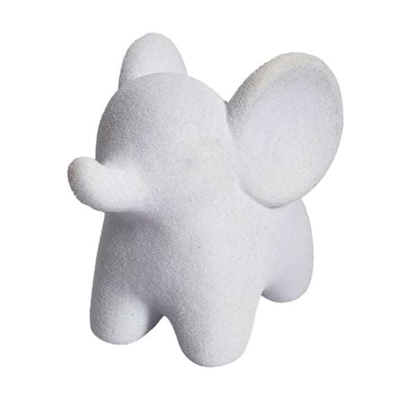Dualoai Miniature Animal Figurine Bedroom Collectible Resin Flocking Elephant Statue White