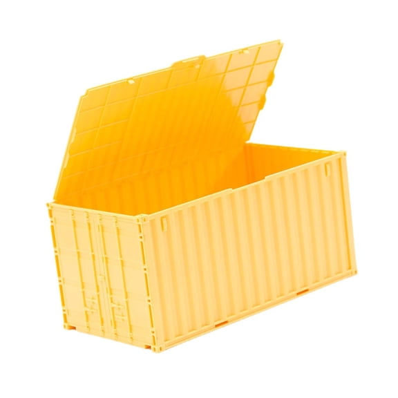 Dualoai Miniature Cargo Container Desk Decoration Storage Case for Party Home Office Yellow