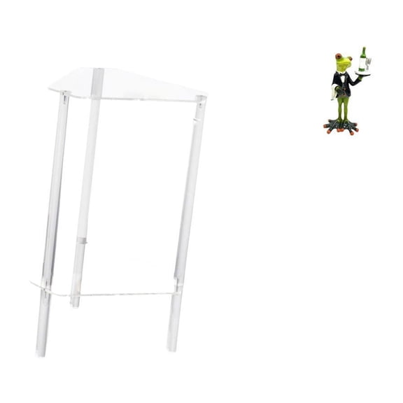 Dualoai Minimalist Acrylic Side Table Nightstand with Creative Frog Waiter Statue Sculpture Decorative Figurine Ornament for Modern Living Room Bedroom Home Office