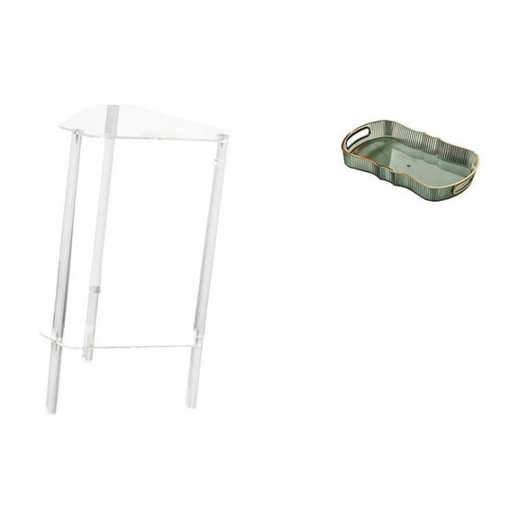 Dualoai Minimalist Clear Acrylic Side Table NightStand with Modern Bedside Cabinet and Food Serving Tray for Living Room Home Office Bedroom