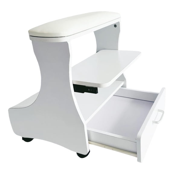 Dualoai Mobile Pedicure Foot Rest Adjustable Stool with Wheels Pedicure Tool Set Support white