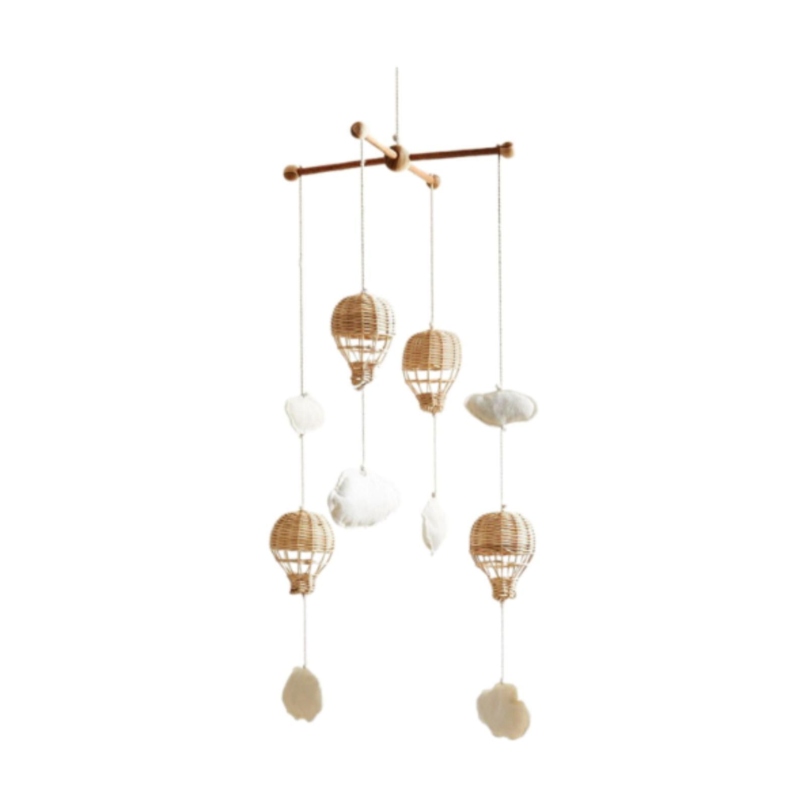Dualoai Mobile for Crib Decorating Hanging Play Rattan Hot Air Balloon Pendant for