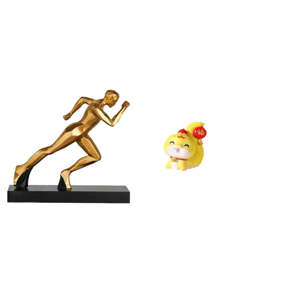 Dualoai Modern Abstract Runner Figurine and Cartoon Snake Resin Statue for Entryway Tabletop Shelf Centerpiece Office Bedroom Home Decor Gift