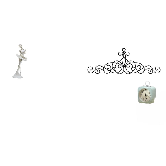 Dualoai Modern Dancing Girl Figurine Sculpture and Floral Metal Wall Art Decor Creative Desktop Ornament for Bedroom Office Patio Indoor Outdoor