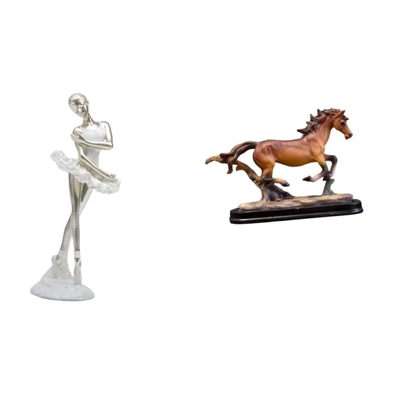 Dualoai Modern Dancing Girl and Horse Figurine Art Sculpture Creative Collectible Ornament for Bedroom Office Living Room Desk Decoration Home Decor
