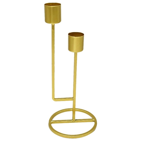 Dualoai Modern Metal Candelabra Pillar Candle Holder Candlestick Stand Table Dining Room Gold
