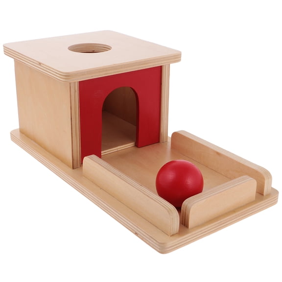 Dualoai Montessori Sensorial Material Object Permanence Box With Tray And Ball Matching