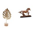 thumbnail image 1 of Dualoai Nordic Abstract Metal Leaf Horse Sculpture Figurine Creative Ornament for Table Desk Party Home Living Room Bookcase Decoration Collectible Art, 1 of 8