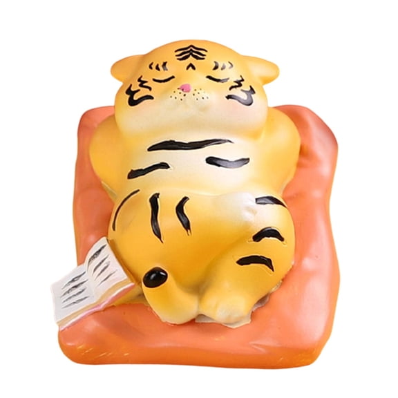 Dualoai Novelty Small Tiger Figurine Resin Crafts Model for Tabletop Home Office Collection A
