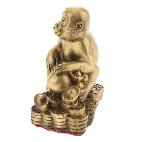 Dualoai Oriental Chinese FENGSHUI Decoration Brass Animal Figurine Sculpture Monkey