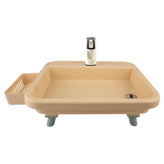 Dualoai Outdoor Portable Sink Mobile Hand Wash Station Easy Setup Convenient with Electronic Faucet for Workshops Family Use Camping Khaki