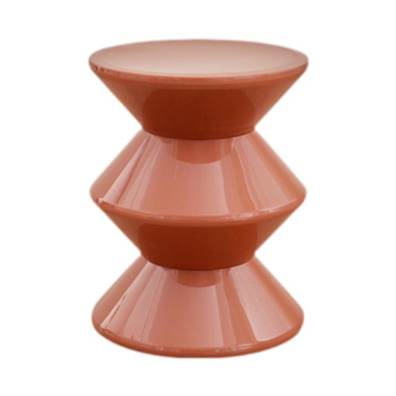 Dualoai PP Hourglass Shape Sofa Stool Side Table Bedside End Table for Coffee, Patio Brown