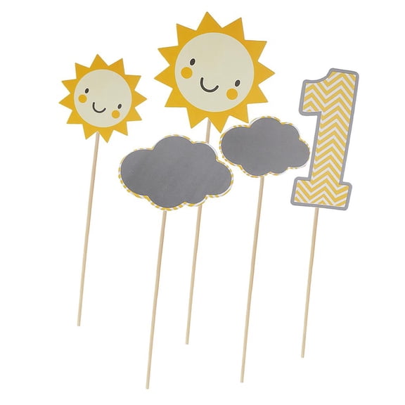 Dualoai Pack Of 5 Cute Sun Cloud 1 Letters Cake Topper 1st Birthday Party Cake Centerpieces