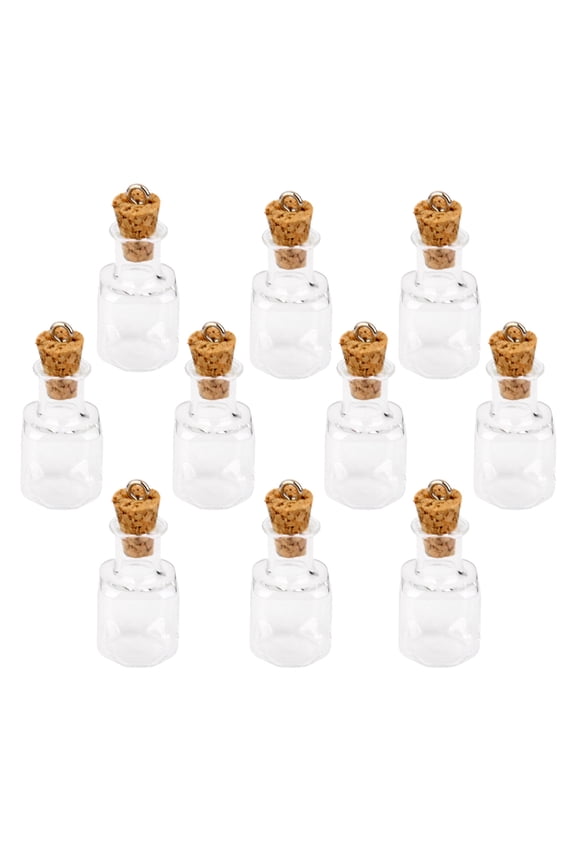 Pack of 10pcs Vials of Greeting Glass Bottles Pendant with Transparent DIY Cork