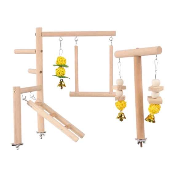 Dualoai Parrot Playground Parakeet Play Stand Activity Center Climb Ladders Chewing Toys