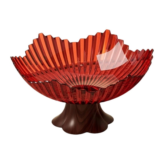 Dualoai Pedestal Fruit Bowl Creative Stylish Serving Tray for Tabletop Party Kitchen Clear Red